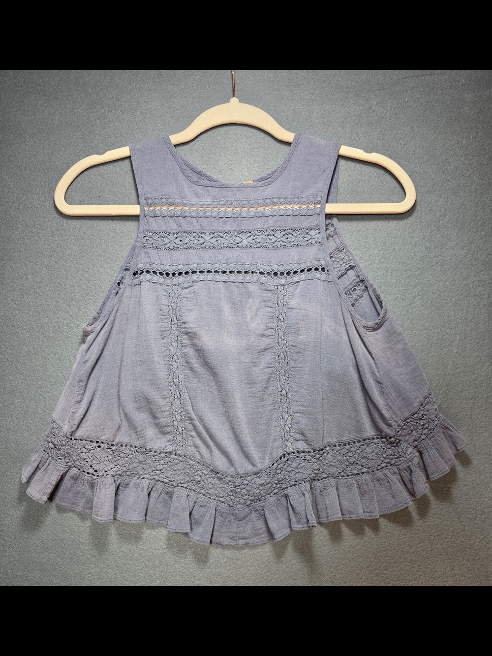 Free People Tank Top Size X Small Ruffle Blue Boho